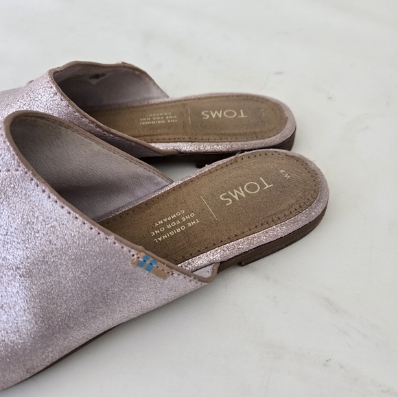 Tom’s Pink Metallic Jutti Mule Slip-on Flats Size 8 - Picture 3 of 15